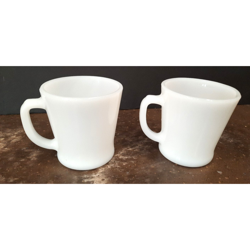 Fire-King Milk Glass Coffee Mugs – Anchor Hocking D-Handle Lot of 2
